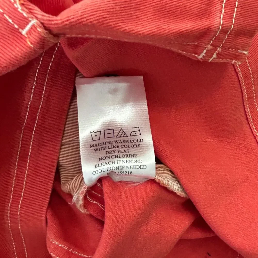 Wildfang The Essential Denim Work Skirt Utility Medium Red/Orange Coral NWT